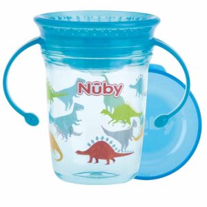 NUBY Hrnček Tritan netečúci s uškami 360°, 6 m+ modrý